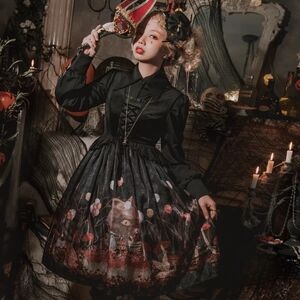 Alice Fairy Tale Print JSK Lolita Vintage Jumpdress Midi